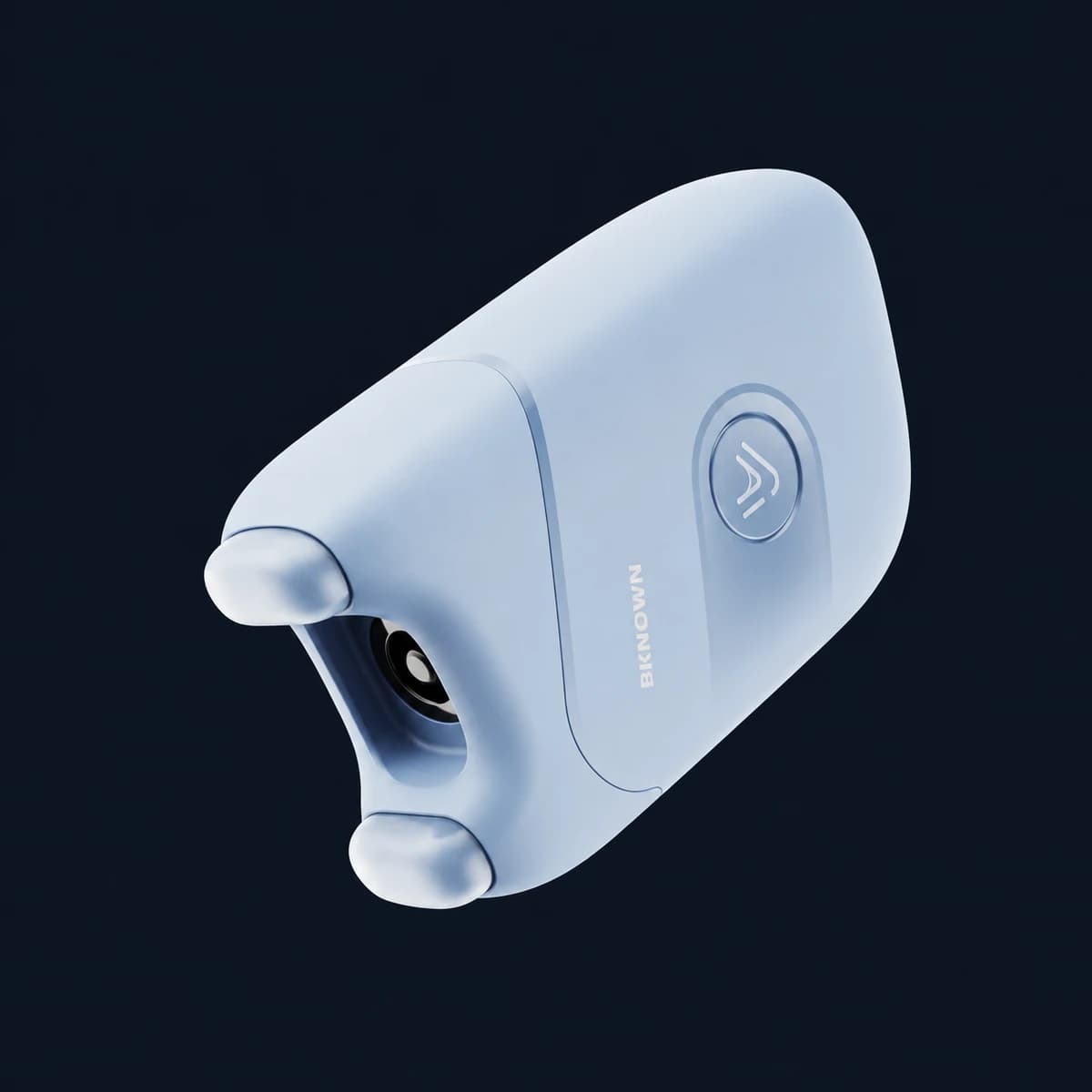 Qingxi Tonometer measurement-side view, showing its optical opening, positioning pads and side button